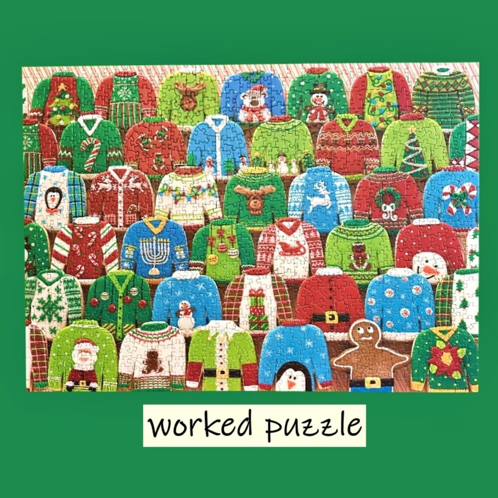 Cobble Hill Jigsaw Puzzle UGLY CHRISTMAS SWEATERS 1000 Piece MINT! COMPLETE!!